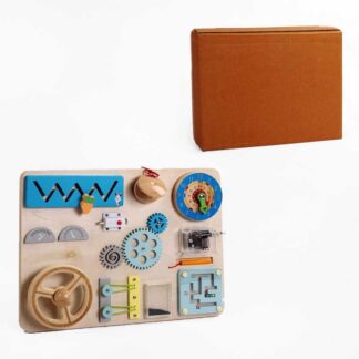 Бізіборд дерев`яний C 61700 11 ігор, кермо, пальчиковий лабіринт, годинник, магнітний олівець, му...