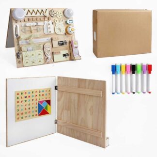 Бізіборд дерев`яний C 64844 лампочка, телефон, звук, підсвіч., фрази англійською мовою, му... 64844 л