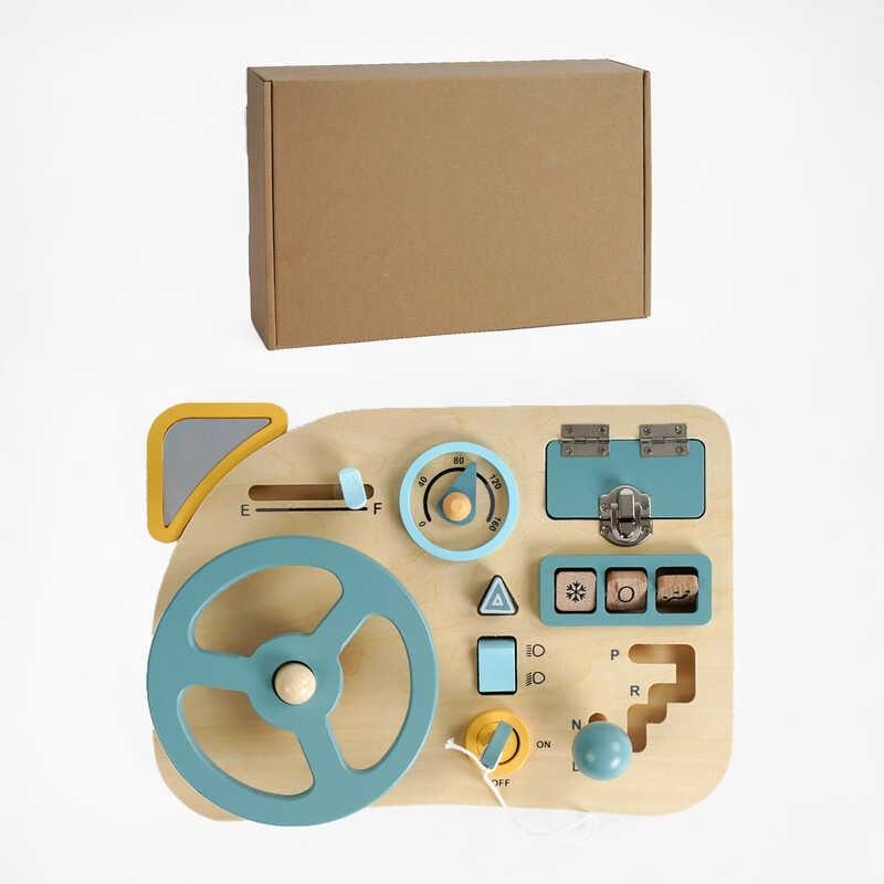 Бізіборд дерев`яний C 64852 імітація керування машиною, 10 елементів, в коробці