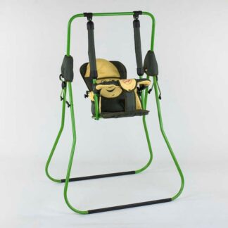 Гр Гойдалка підлогова "Алінка" 204754 зелений каркас, хакі матерія, бежевий гномик