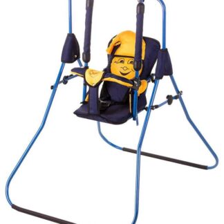 Гр Гойдалка підлогова "Алінка" 204877 темно-синій каркас, темно-синя матерія, жовтий гномик, в па...