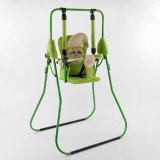 Гр Гойдалки для підлоги "Алінка" 205478 зелений каркас, зелена матерія, бежевий гномик