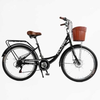 Велосипед міський Corso «Polaris» 26`` PS-80110 + КОШИК ЧОРНИЙ сталева рама 16.5``, Shimano 7 шви...