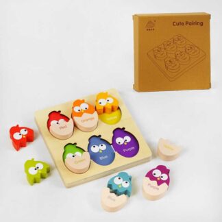 Вкладиші C 60391 дерев`яні, пташки, кольори англійською, в коробці