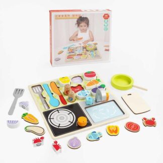 Вкладиші С 65804 “Кухня”, дерев’яні, 22 елементи, набір продуктів, елементи на липучках, безпечни...