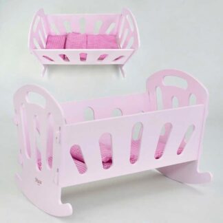 Гр Кроватка для кукол качалка №8001 розовая "МАСЯ" в коробке