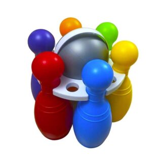 Гр Набір дитячий "Кеглі Великі №2" кольорові 0282 "BAMSIC", 6 кегль, куля, у сітці