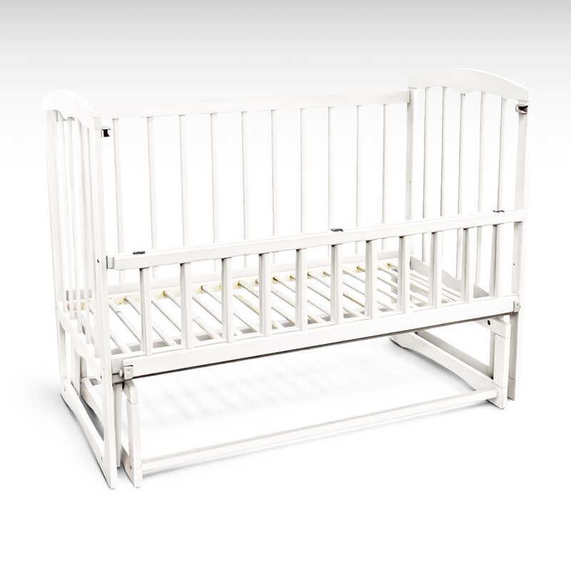 Гр Ліжечко дитяче "Спимо" С-137470 маятник, відкидний борт, вільха - колір білий