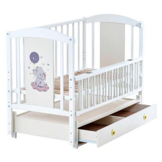 Гр Ліжечко дитяче ЛІЛІ "Слоник" шарнір-підшипник з відкидною боковиною+шухляда,