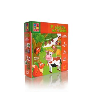 Гр Міні-розвивашка ассоціації "У лісі та на фермі" VT1804-46 укр "Vladi Toys", 32 картки, 2 фішки
