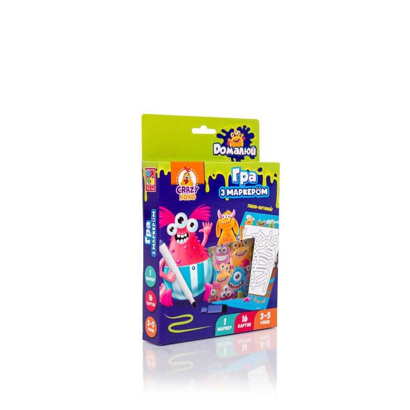 Гр Пиши и витирай "Монстрики" укр. - VT5010-18 "Vladi Toys", 16 карточек, маркер