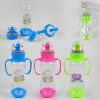 Гр Бутылочка для кормления 43879 (120) с силиконовой соской, "BIMBO", 260 мл, 3 цвета, пластик, 1шт