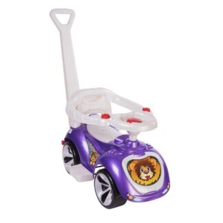 Гр Машина-каталка "ЛАПКА" 809 цвет фиолетовый , с родительской ручкой и бампером "ORION"
