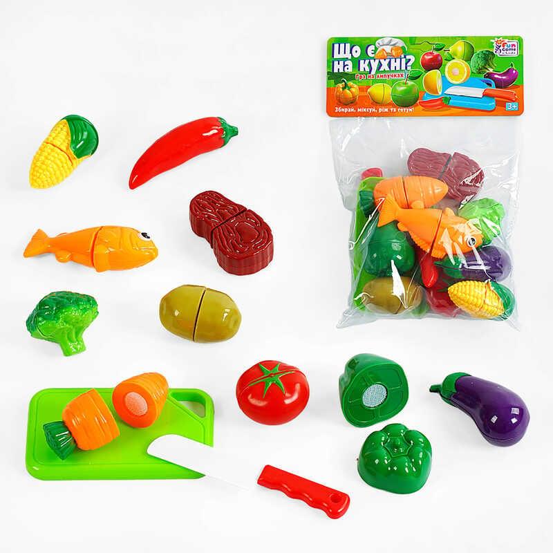 Ар Продукты на липучках “Что есть на кухне?” 65283 (168/2) "4FUN Game Club", 12 элементов, разделочная доска, нож, в пакете