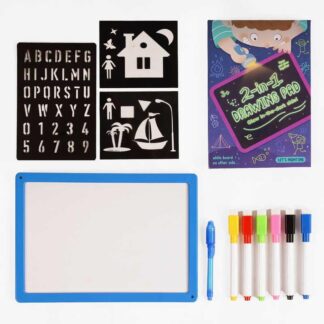 Дошка для малювання WQ 700-1 "Малюй світлом", 2в1, трафарети, маркери “пиши-стирай”, в коробці