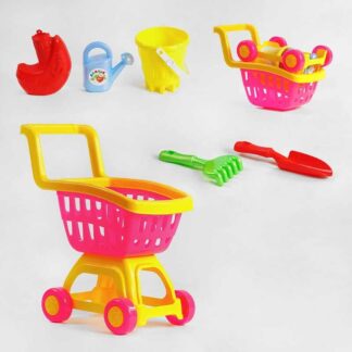 Гр Пісочний набір 213/2 "BAMSIC", візок, лійка, відро, лопатка, граблі