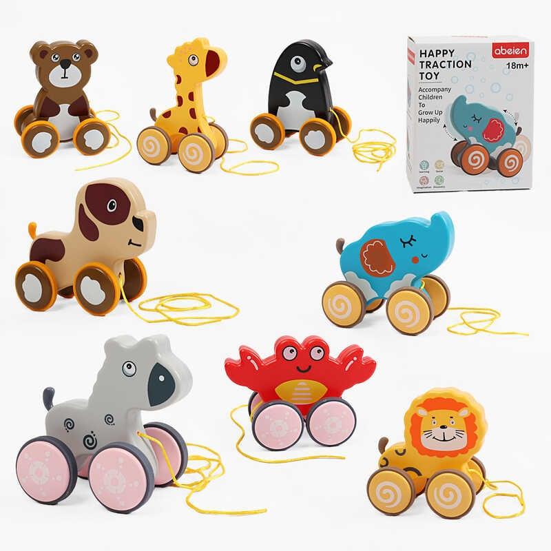 Каталка 58070-78 “Тваринка”, пластикова, рухомі елементи, прорезинені колеса, шнурочок, в коробці