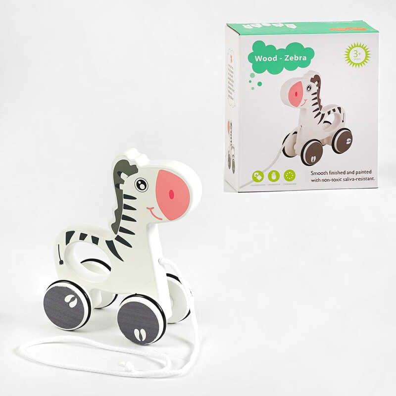 Каталка C 64010 “Зебра”, дерев’яна, в коробці