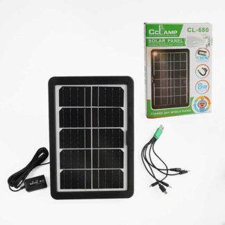Зарядна станція С 68468 сонячна панель, USB вихід, потужність 8W, перехідник з USB на штекери 5,5...