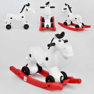 Качалка-каталка 2 в1 Лошадка Pilsan 07-914 ЧЁРНЫЕ РУЧКИ, съемный поддон, на колесиках