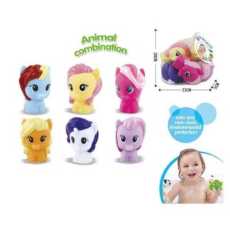 Гра для ванни SDH 10047 поні, 6 іграшок, пискавка, у сітці