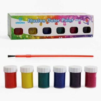 Гуаш C 72043 6 кольорів, з блискітками, пензлик, в коробці