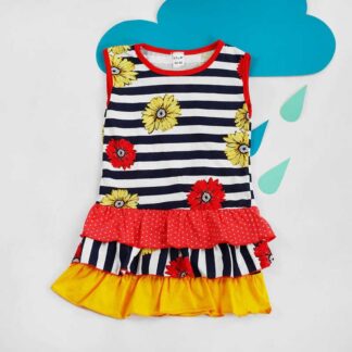 Гр СФ-62 "1" /р.122/ /полоска синяя/ Сарафан для девочки