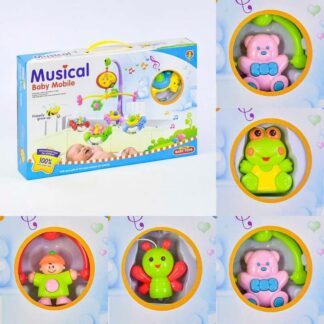 Карусель 6518 ABCDE музична, регулятор гучності, 5 видів, на батарейці, в коробці