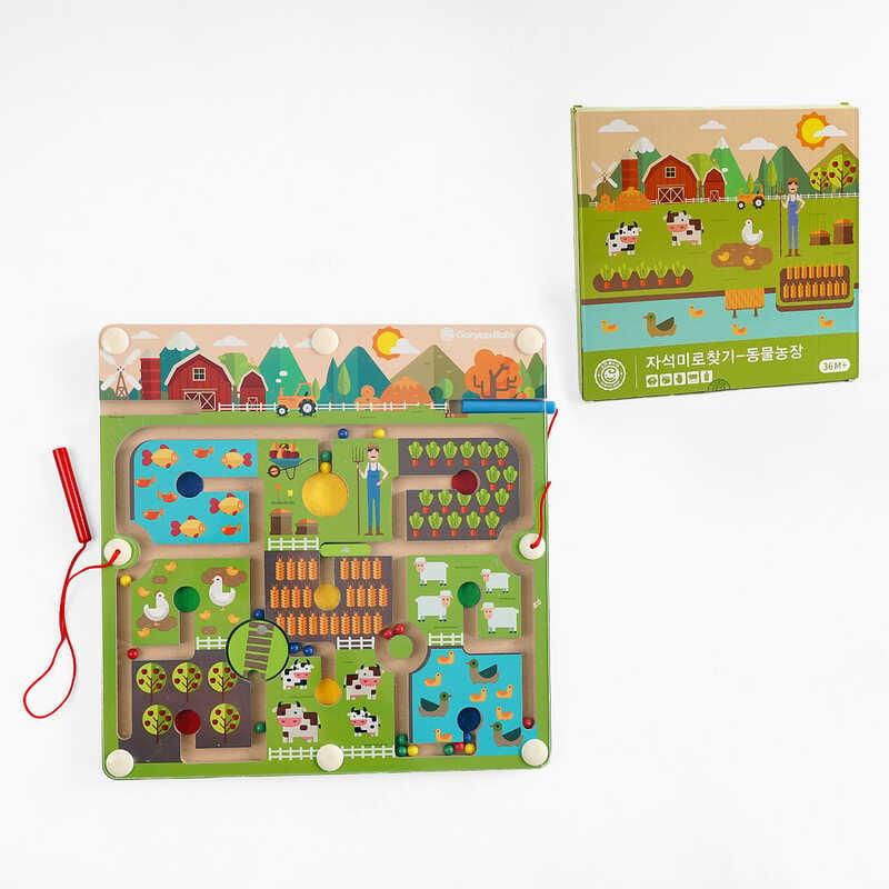 Дерев`яна магнітна гра C 65697 “Ферма”, два стилуси, в коробці