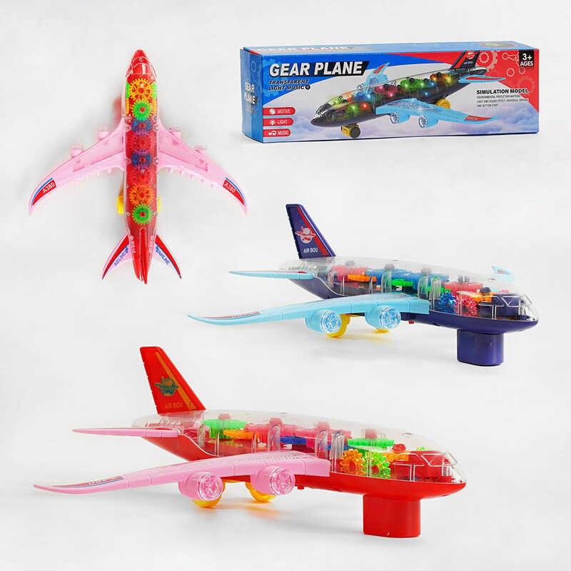 Літак KH 332-5 2 кольори, прозорий корпус, шестерні, світло, звук, колесо вільного ходу, на батар...