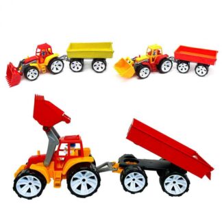 Трактор Bamsic ковш + прицеп - цветной 007/10