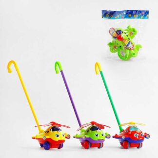 Каталка 0323 "Вертоліт", 3 кольори, на паличці, з дзвіночком, у пакеті, ВИДАЄТЬСЯ ТІЛЬКИ МІКС ВИДІВ