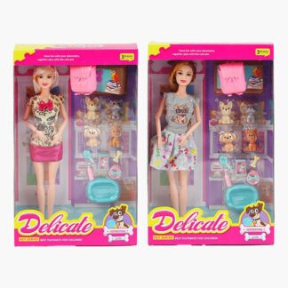 Лялька LY 66-1 2 види, висота 30 см, суглоби на шарнірах, 4 фігурки улюбленців, аксесуари для них...