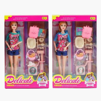 Лялька LY 66-3 2 види, висота 30 см, суглоби на шарнірах, 3 фігурки улюбленців, аксесуари для них...