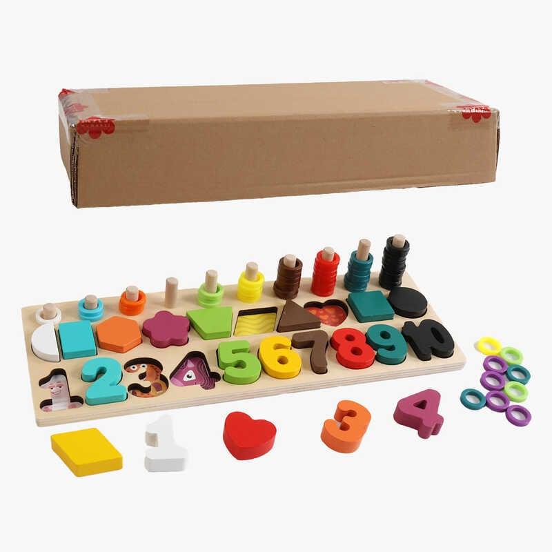 Логічна дерев’яна дошка C 53797 сортер, дерев`яні кілочки, кольорові кільця, цифри, фігури, в кор...