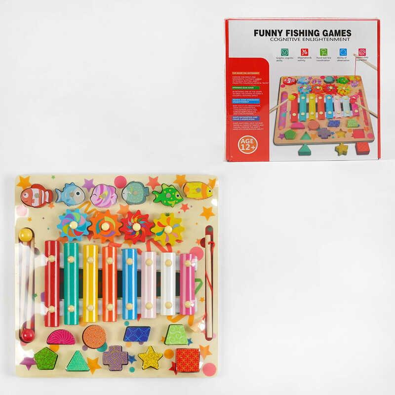 Логічна дерев’яна дошка C 63981 ксилофон, рухомі шестерні, магнітна риболовля, геометричний сорте...