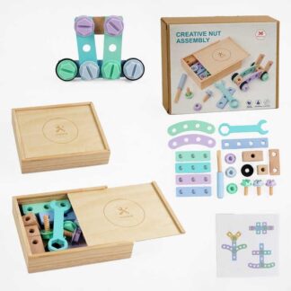 Конструктор дерев’яний C 68292 24 елементи, викрутка, гайковий ключ, інструкція, в коробці