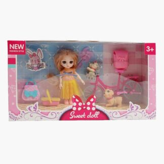 Лялька R 100-155-34 15 см, імітація скляних очей, шарнірні суглоби, аксесуари, в коробці