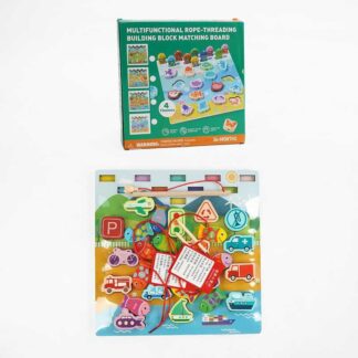 Логічна дерев’яна дошка C 68310 пазли вкладиші, магнітна риболовля, шнурівка, в коробці