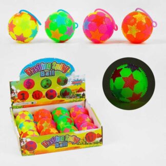 М`яч стрибун C 60450 "Зірки", світло, пискавка, ЦІНА ЗА 12 ШТУК В БЛОЦІ