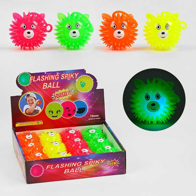 М`яч стрибун C 60502 ЦІНА ЗА 12 ШТУК В БЛОЦІ, 4 кольори, підсвічування, пискавка, тваринка
