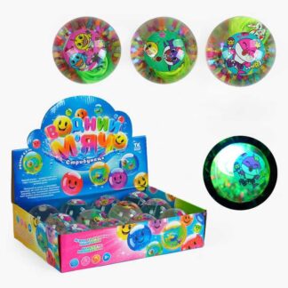 М`яч стрибун С 65464 "TK Group", ЦІНА ЗА 12 ШТУК В БЛОЦІ “Тваринка”, блискітки, підсвічування, в...