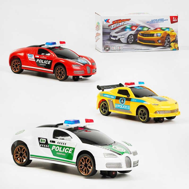 Машинка 111-9 B /3B "Поліція", 3 кольори, підсвічування, звуки, колеса вільного ходу, в коробці,...