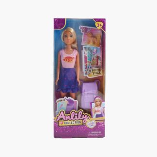 Лялька 616263 висота - 30 см, фігурка песика, аксесуари, гумова голова, прошите волосся, в коробці