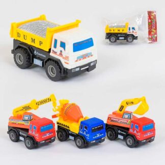 Машинка 399-267 “Строительная техника”, 4 вида, инерция, подвижные детали, 1шт в пакете