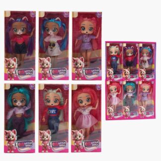 Лялька 697 A ЦІНА ЗА 6 ШТУК В БЛОЦІ, висота 27 см, руки на шарнірах, гумова голова з вушками, обл...