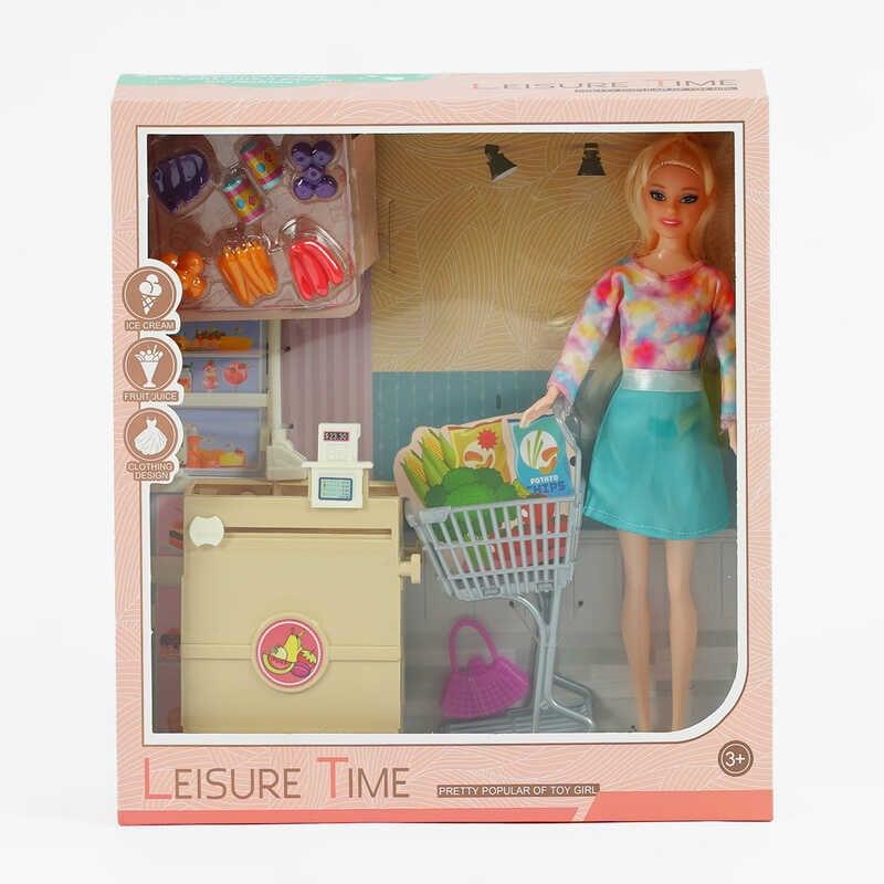 Лялька 784 D магазин, візочок, набір продуктів, сумочка, висота 30 см, в коробці