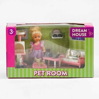 Лялька K 899-132 висота 10 см, кімната для вихованців, аксесуари, улюбленці, предмети декору, в к...