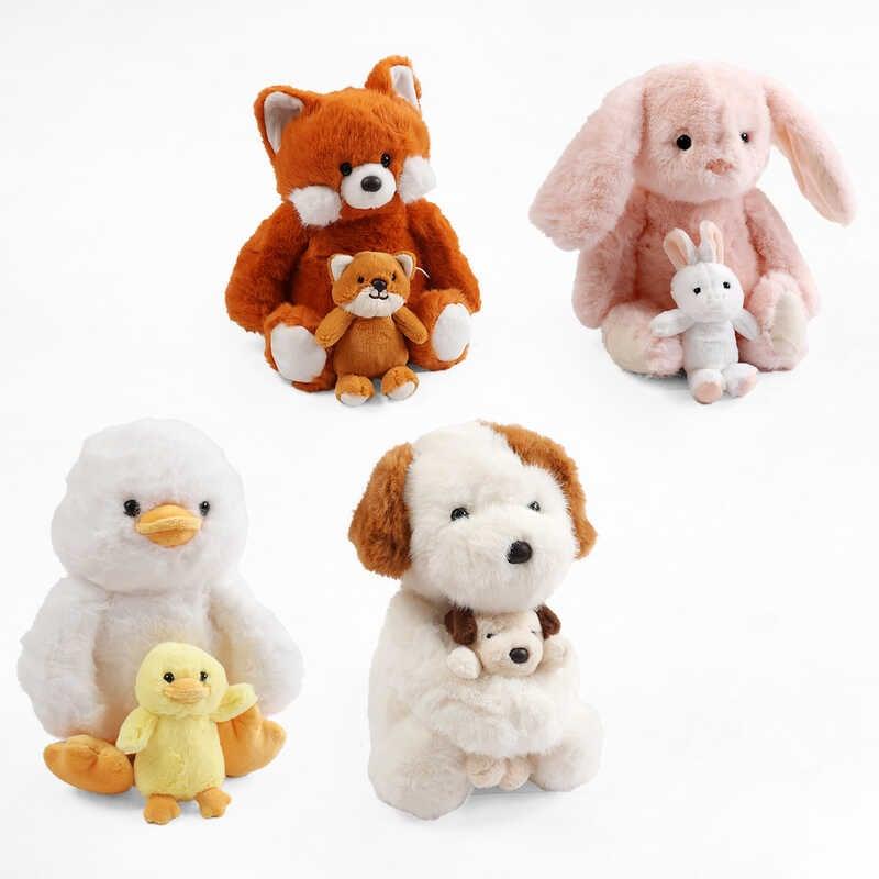 М`яка іграшка M 18471 4 види, з дитинкою, лапки на магнітах, ВИДАЄТЬСЯ ТІЛЬКИ МІКС ВИДІВ