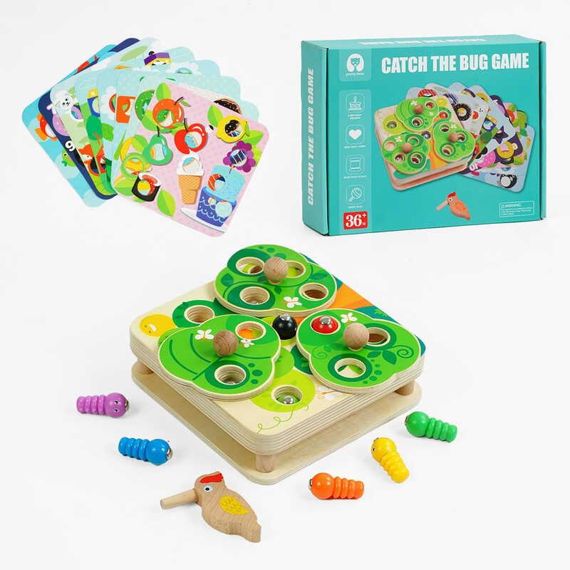 Магнітна гра C 65037 дерев`яна, додаткові поля, пташка-вудочка, в коробці